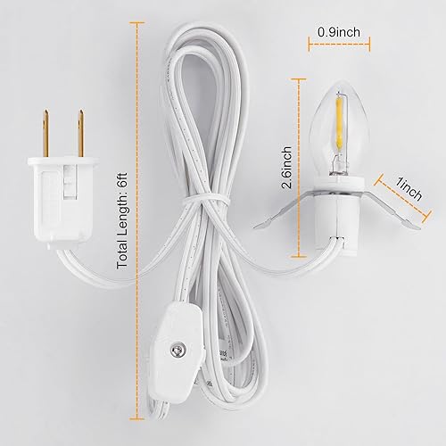 Miniatura 8 de Brightown Cable de accesorio con 2 bombillas LED – Cables de aldea de Navidad de 5 pies con certificación UL, interruptor giratorio, enchufe
