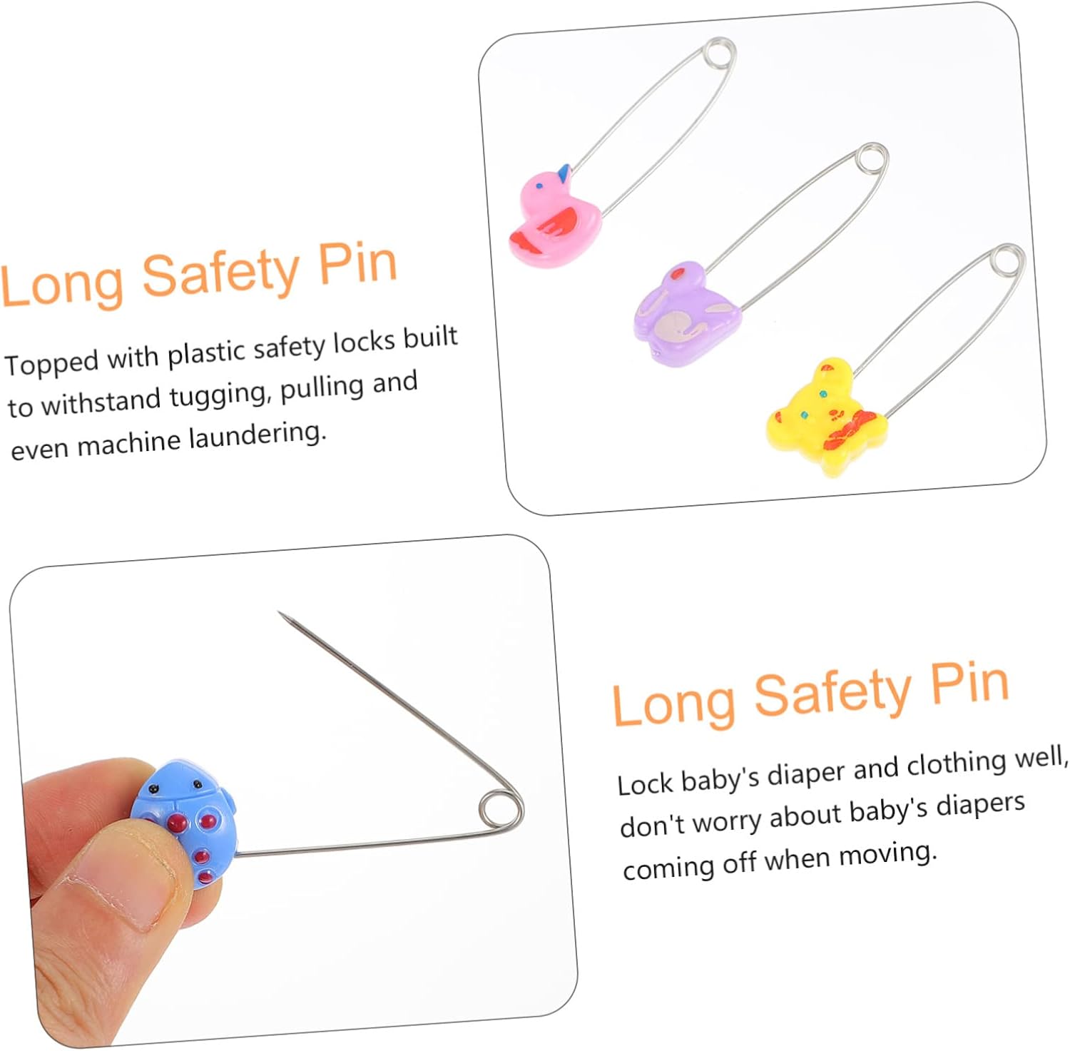 30pcs Stainless Steel Animal Safety Pins for Baby Diapers Traditional Infant Diaper Pins Secure Fastening Clips for Newborns for Crafts and Cloth