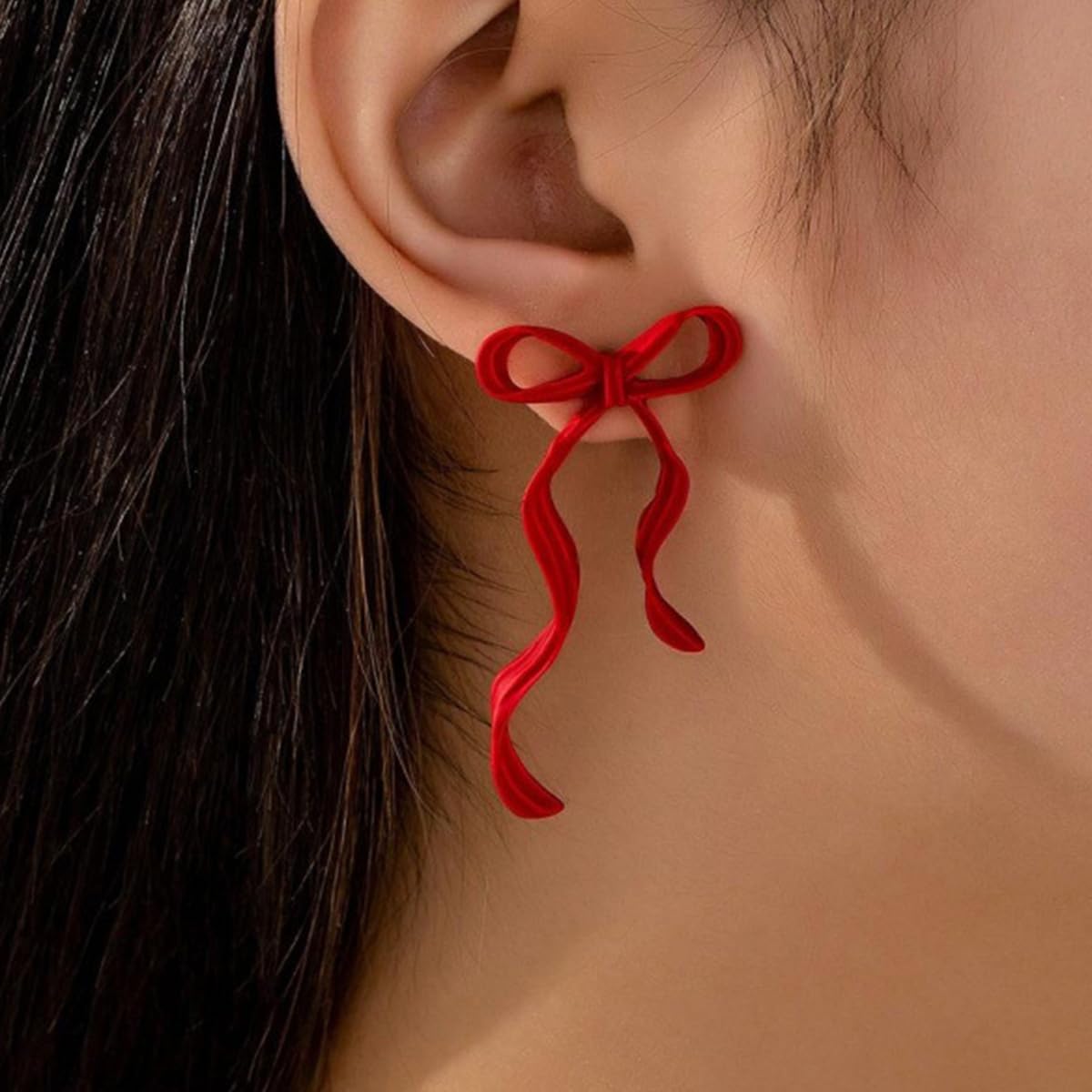 Valentines Earrings Bow Earrings for Women Pink Bow Ribbon Holiday Earring Valentines Jewelry Accessories for Women - Image 2