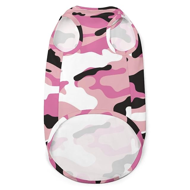 Foto 2 de 8 de Camisas para Perros Ropa Estampada para Mascotas con Camuflaje Rosa Camisetas Militares para Mascotas Camisas…