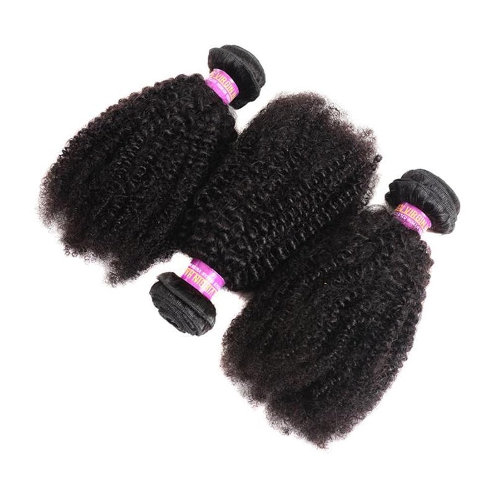 Afro Kinky Curly Bundles pasma prawdziwych włosów, 4B, 4C, nieprzetworzone, ze włosy dla kobiet, naturalny czarny kolor (45 cm)