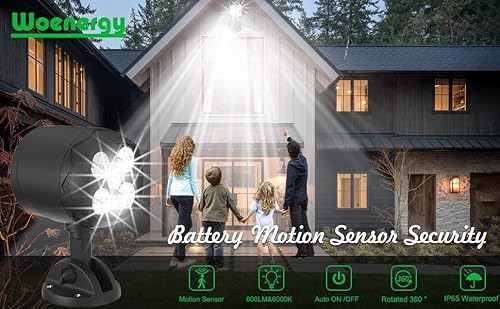 Motion Sensor Outdoor Lights Battery Powered, Waterproof Battery Operated Outdoor Lights, 6000K Led Spotlight Outdoor, 8W 600 Lm Security Lights For Outside Garage And Yard (2 Packs) #TOP1