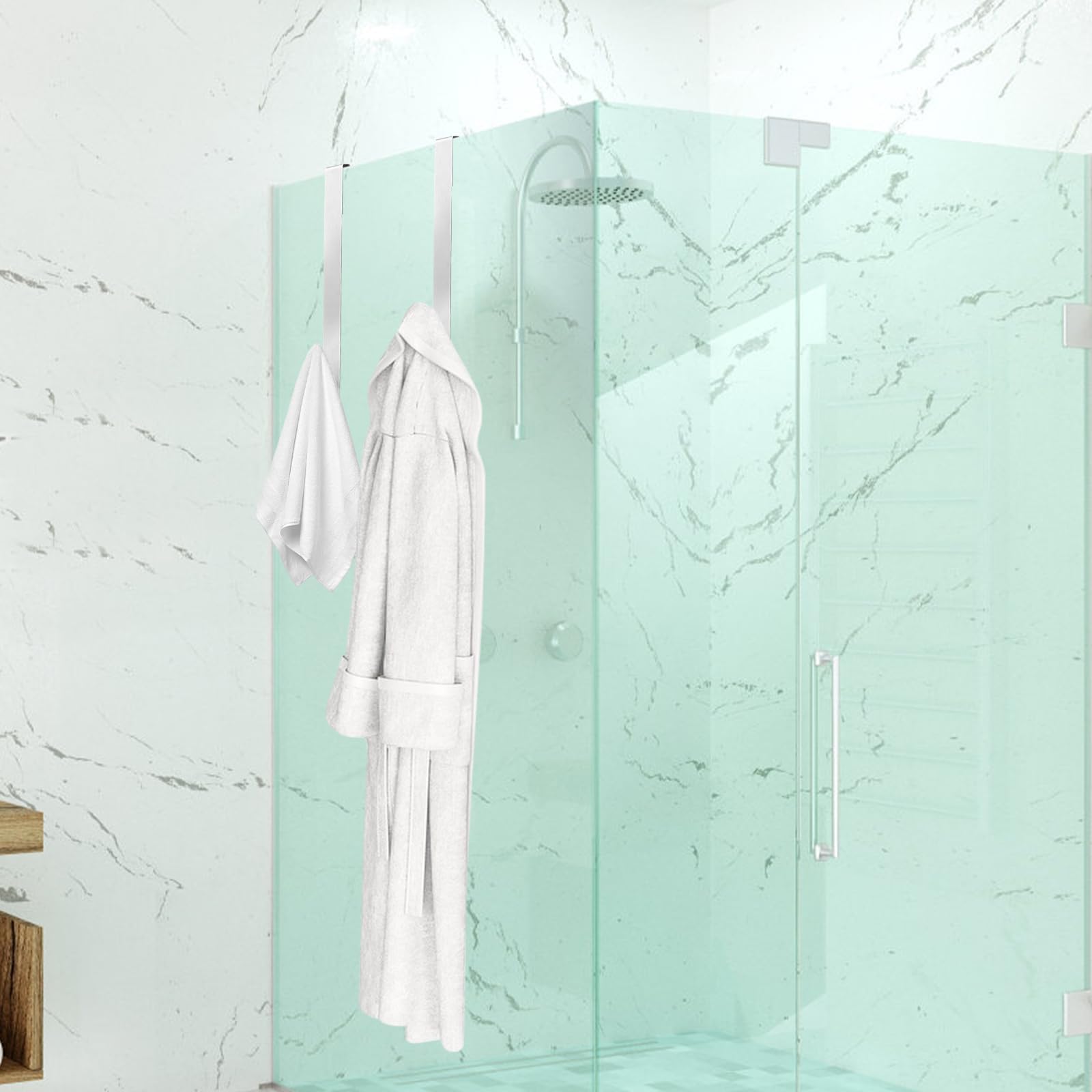 Scettar 3 Pezzi Ganci Bagno Senza Forare Portatile - Portaasciugamani Acciaio Inox 304, Appendi Accappatoio per Porta Doccia In Vetro Senza Telaio, Cucine e Camere Da Letto