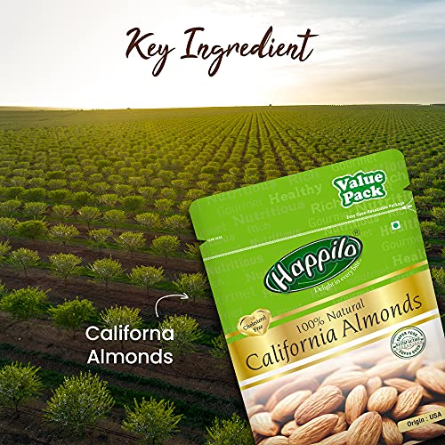 Image of Happilo 100% Natural Premium Californian Almonds Value Pack Pouch, 500 g & Premium Seedless Raisins, 250g (Pack of 2)