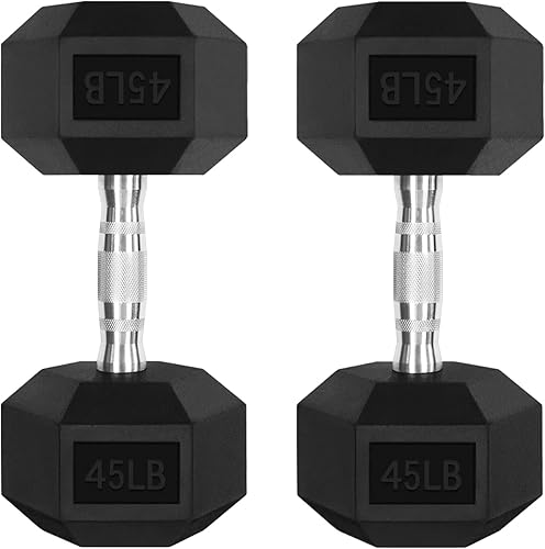 Miniatura 28 de RitFit 5-780LBS Rubber Coated Hex Dumbbell Weight Set with Rack for Home Gym, Strength Training, Workouts