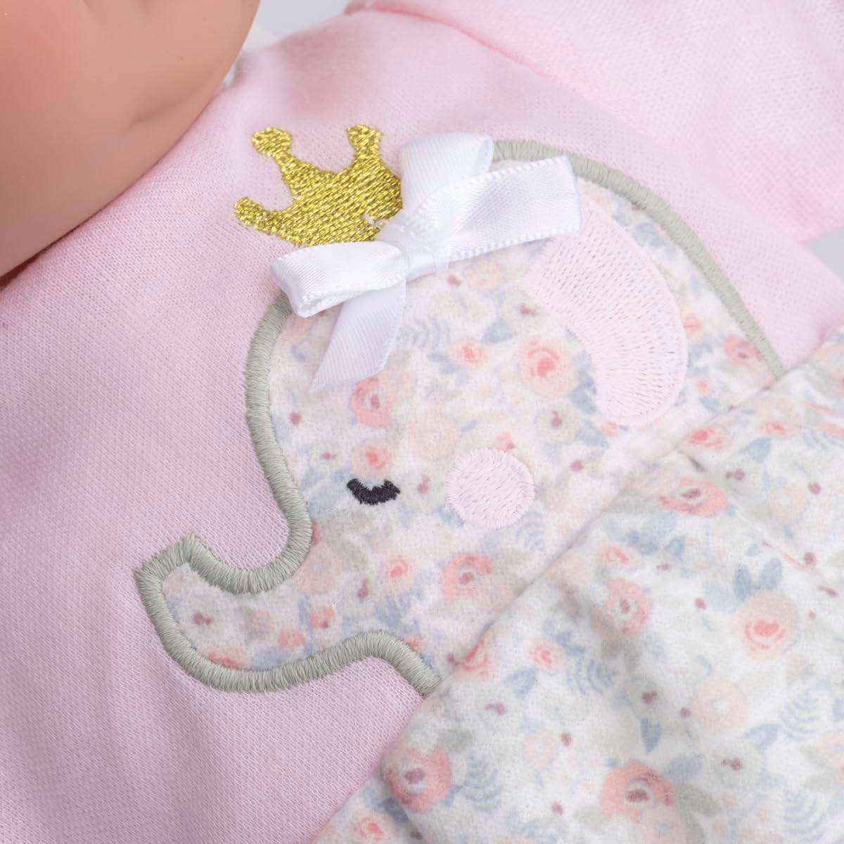 JC Toys /15" Realistic Soft Body Brown Hair / Brown Eyes Baby Doll with Open/Close Eyes | 10 Piece Gift Set with Bottle, Rattle, Pacifier & Accessories | Pink | Ages 2+