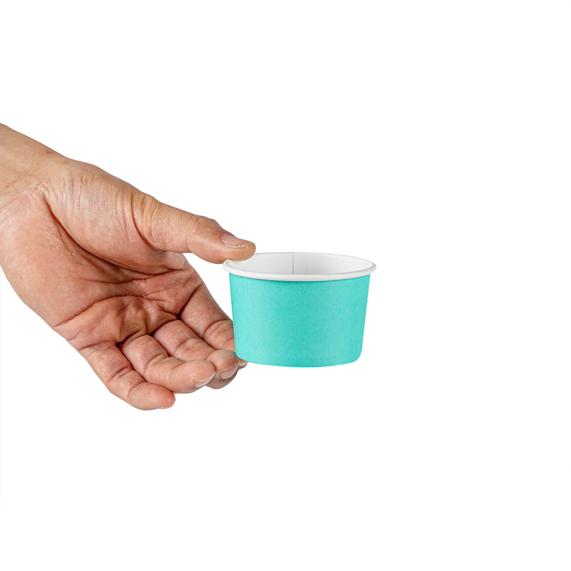 Coppetta - Vasos de postre de 3 onzas, 200 vasos desechables para helado, las tapas se venden por separado, resistentes, cuencos de papel turquesa FroYo, a rayas, para alimentos fríos y calientes,