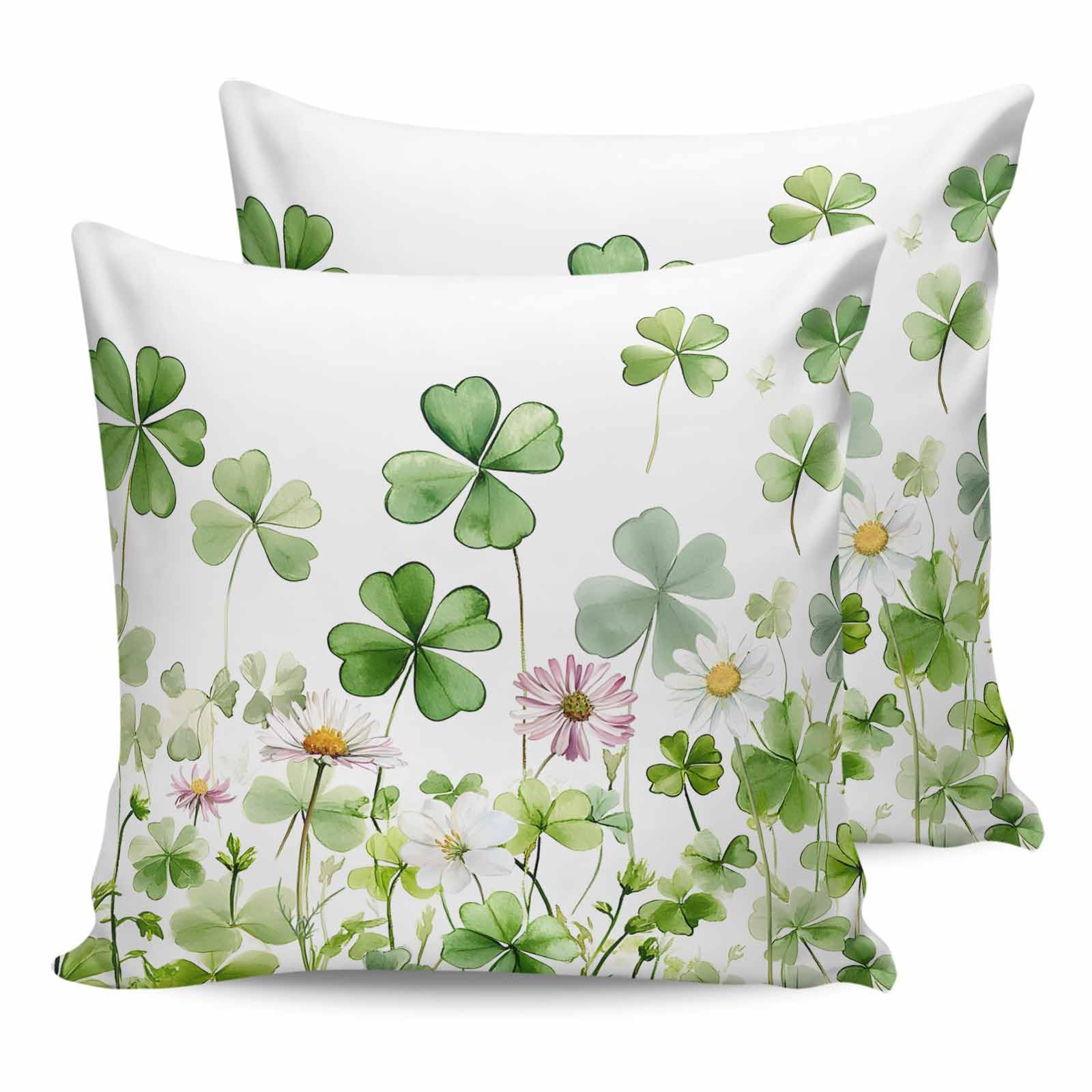 HilariousM Pack of 2 St. Patrick's Day Outdoor Pillow Waterproof Covers 18x18 inch, Lucky Leaf Polyester Throw Pillow Covers Garden Cushion Decorative Case for Patio Couch Decoration