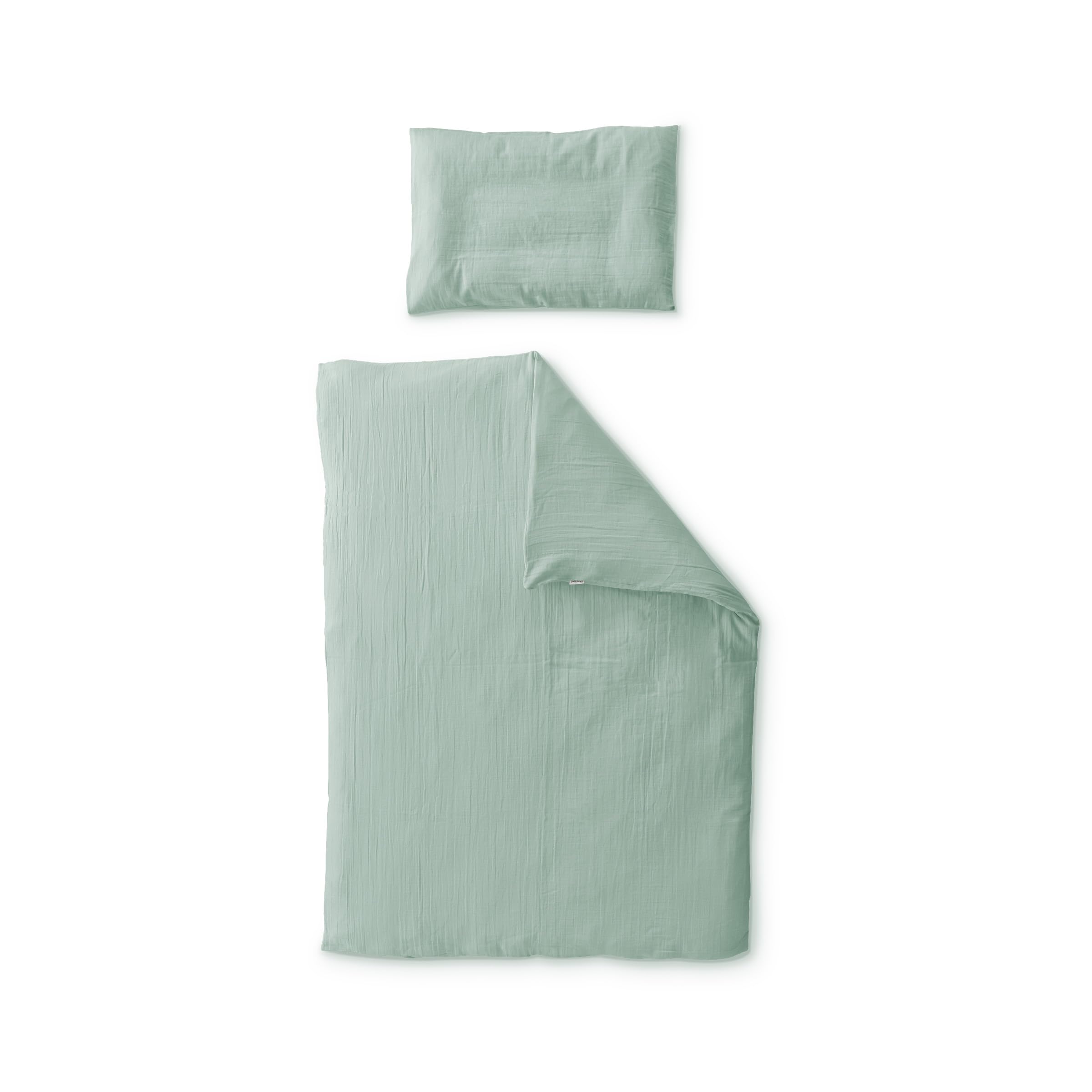 Ehrenkind® Bettwäsche-Set Musselin | 100% Bio-Baumwolle | Standard 100 by Oeko-TEX | 100x135cm + 40x60cm Jade | Bettwäsche 135x100