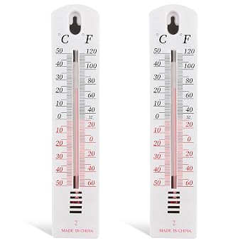 2Pcs Wall Thermometer, Outdoor Thermometer Read Accurate Celsius and Fahrenheit Large Wall Mounted Room Temperature Monitor Easy-to-Mount Design for Greenhouse Home Garden Office Indoor Outdoor