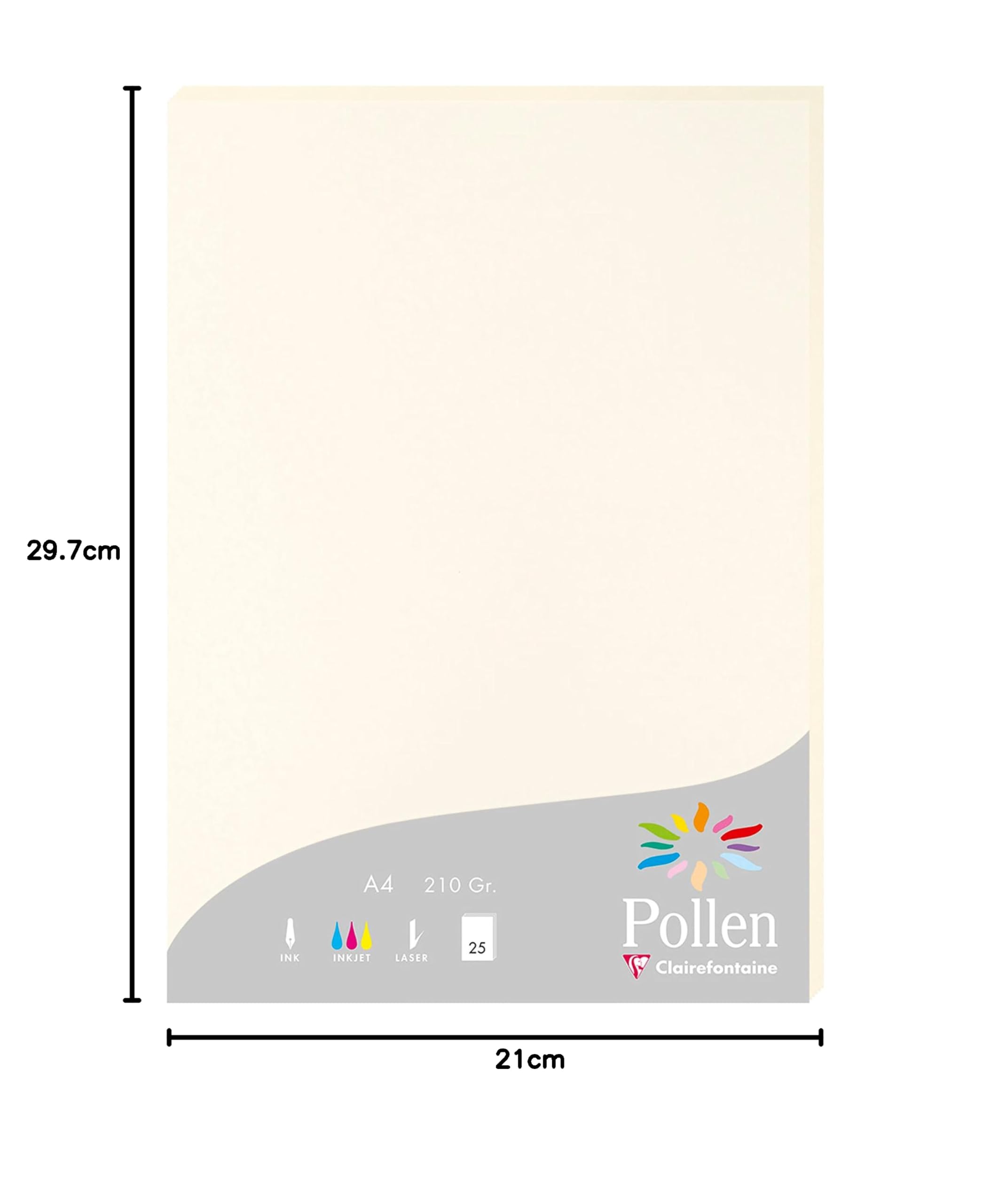 Clairefontaine Papier d'Invitation A4 210g/m² Blanc Naturel Pollen Premium 25 Feuilles