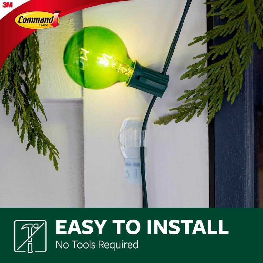 Command Outdoor Light Clips with Foam Strips, Clear, 30/Pack (17017CLRAW30NA)