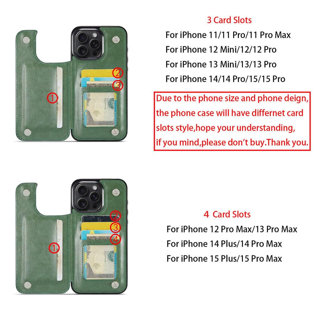 Custodia a portafoglio per iPhone 15, 14 Plus, 13, 12 e 11 Pro Max, con porta carte, in similpelle, con supporto e doppia chiusura magnetica, color cachi, per iPhone 11ProMax (6,5")