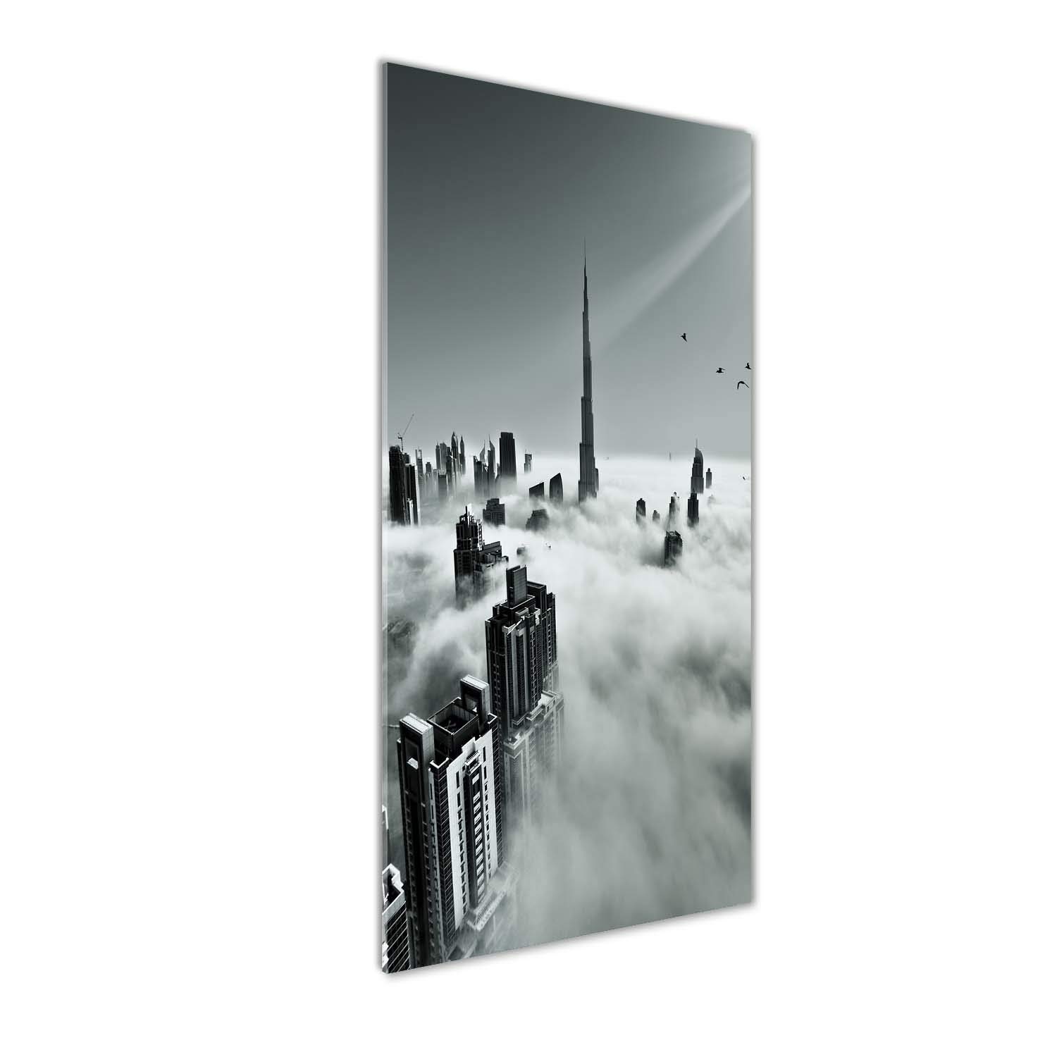 Impression sur Verre Acrylique Tulup 50x125 cm - Tableau Mural Paysage Gratte-Ciel Noir et Blanc