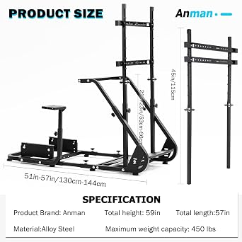 Anman Gaming Simulator Cockpit with Monitor Stand,Not included Wheel Shifter Pedal Seat