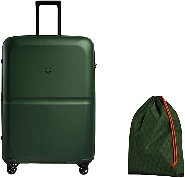 ANTLER Single Stripe Hard Shell Large Suitcase + Laundry Bag - 81x56x34cm 144L, Expandable, Lightweight, 4 Spinner Wheels, TSA Lock - Durable Large Check in Luggage Green