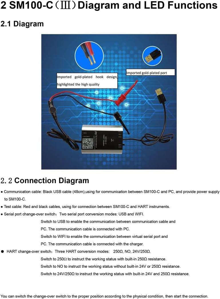 SM100-C USB HART Modem with Android App – PC & Mobile Debugging – USB HART Protocol Converter (No Wi-Fi)