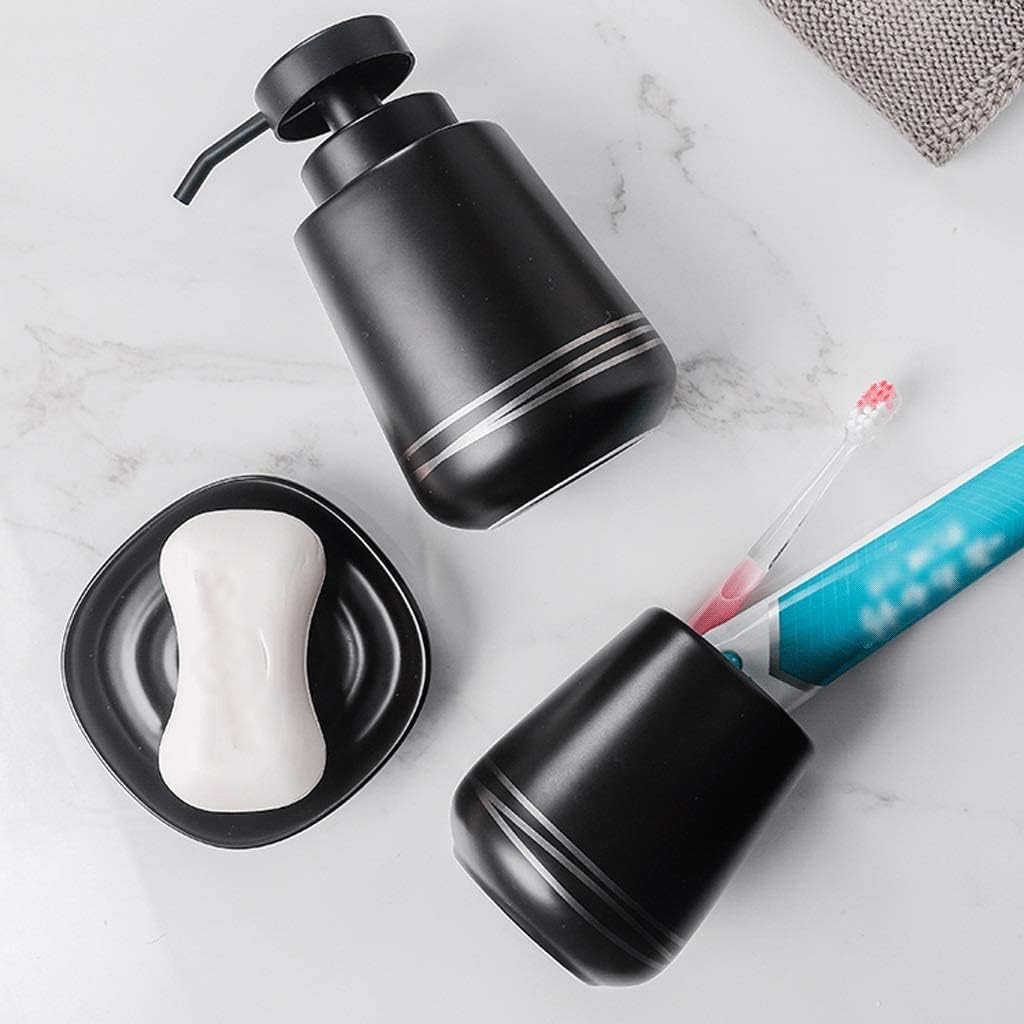 Countertop Soap Dispenser Black Soap Dispenser Ceramic Lotion Dispenser 4 Piece Bathroom Accessories Set For Bathroom Decor Simple Design Tumbler Lotion Pump Bottle Soap Dispenser Bottles ( Color : Tu