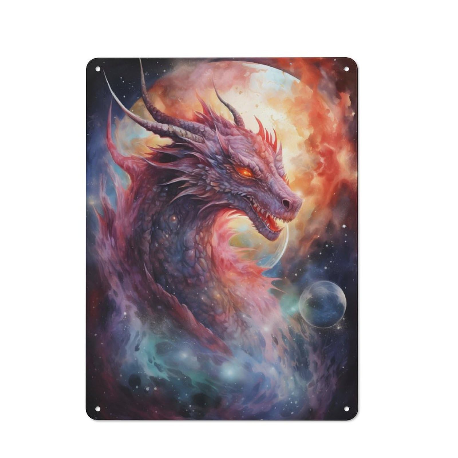 Junmoney Dragon In The Universe Retro Tin Sign 40X30cm Featuring For Bar Or Restaurant, For Metal Sign Collectors, For Garage And Workshop Walls