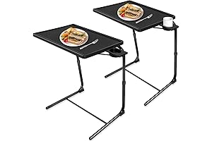 Mesa para comer en el sofá ajustable en altura y ángulo con portavasos