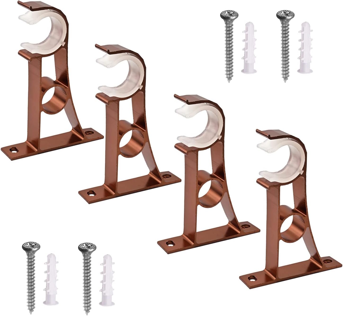 curtain rod bracket,Curtain Rod Holder, 4Pcs 110 X 80 X 20mm Single Plastic Buckle Curtain Rod Bracket Heavy Duty Curtain Rod Holder for 25-30mm Dia Drapery Rod Aluminum Alloy Ivory White ( Color : Pa