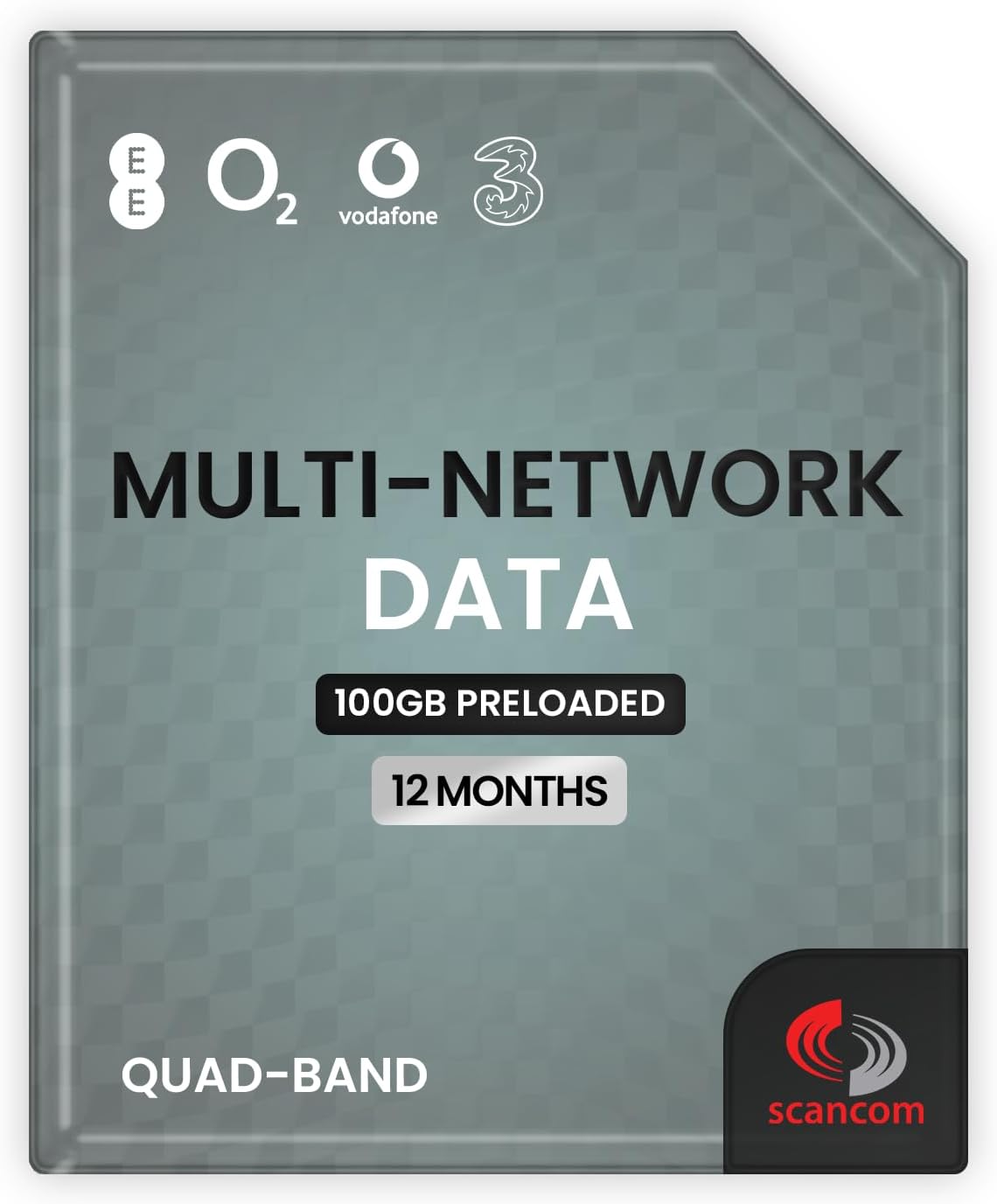 – Multi-Network Data Sim - One-off Data Allowance for 12 months - Automatically Connects to EE, Three, O2 or Vodafone (100GB)