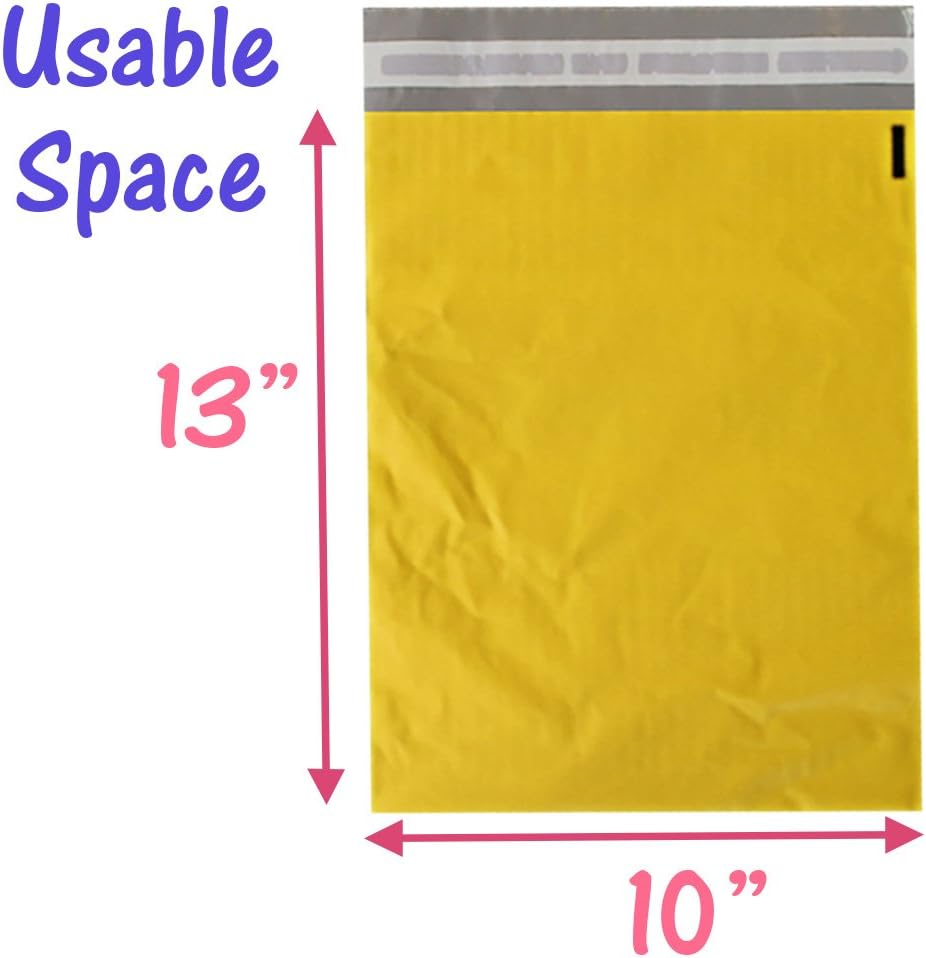 14.5 x 19", 12x15.5, 10x13" Poly Mailers Combo Pack, Pink, Purple, Blue, Green, Yellow, Self Sealing Shipping Bag Envelopes, 14x19, 12x15 Plastic 5 Designer Colors, Eagle Stickers (10 x 13", 100)