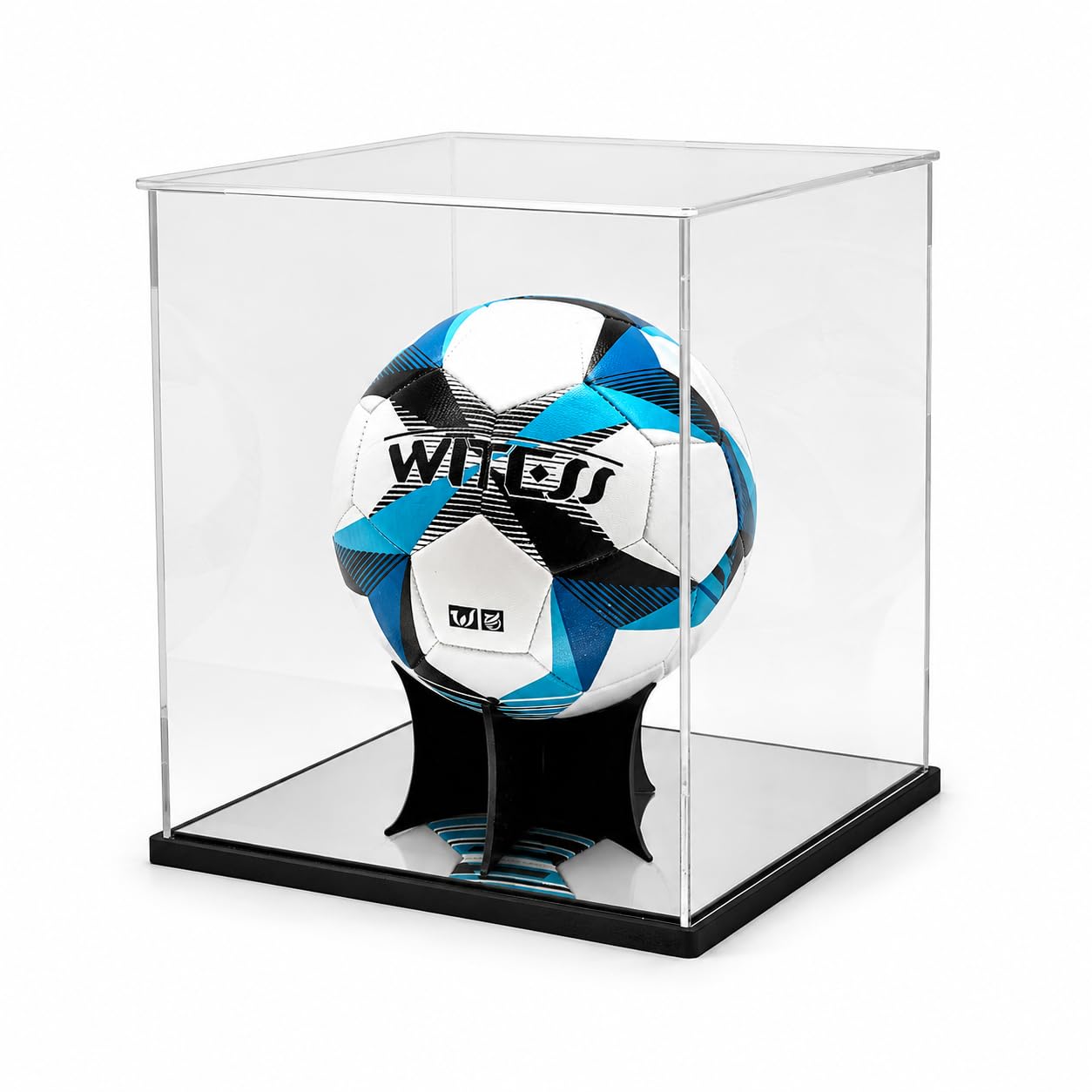 Espositore per palloni da calcio e pallavolo, a grandezza naturale in acrilico, trasparente per oggetti da collezione (25,4 x 25,4 x 25,9 cm)