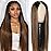 Pobokix Highlight V Part Wigs Human Hair Straight Brazilian Virgin Human Hair Wigs Ombre Brown Upgrade U Part Wigs 180% Density Glueless Full Head Clip In Half Wigs 20inch FB30