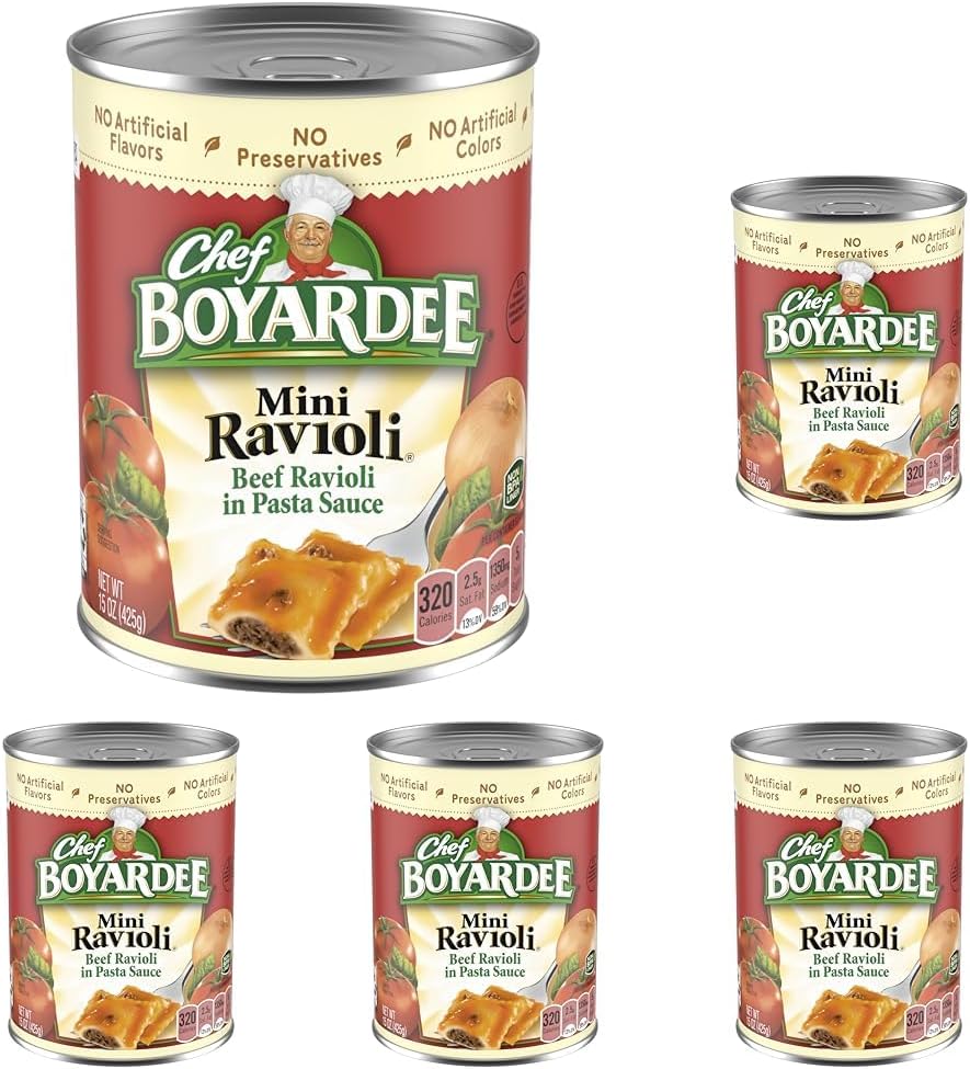 Mini Beef Ravioli, Microwave Pasta, Canned Food, 15 oz. (Pack of 5)