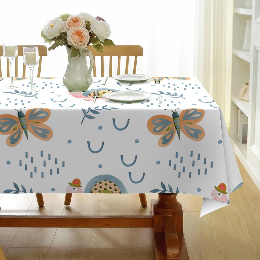Tovaglia 300x140 cm Antimacchia con Motivo Tartaruga Cartone Animato | Farfalla Tovaglia in Poliestere Impermeabile, Decorazione Tavolo Floreale Geometrico per Cucina Sala da Pranzo Giardino
