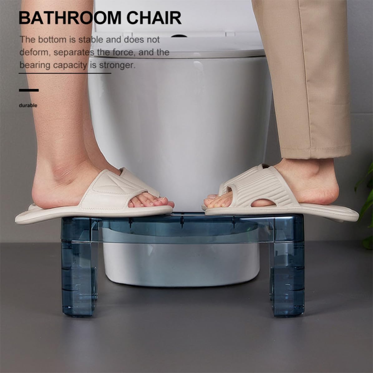 Toilettenhocker rutschfest, Tragbarer Fußhocker fürs Badezimmer, Blau