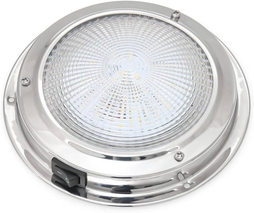 LED Ceiling Dome Light 12V Cool White Stainless Steel Interior Roof Lamp For Marine Boat RV Cabinet Compatible With