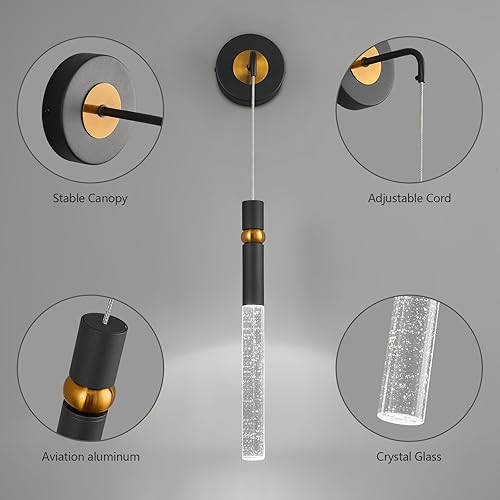 Miniatura 6 de Moderno apliques de pared de cristal, juego de dos lámparas de pared de color negro dorado, lámparas de montaje en pared de tocador de cristal para