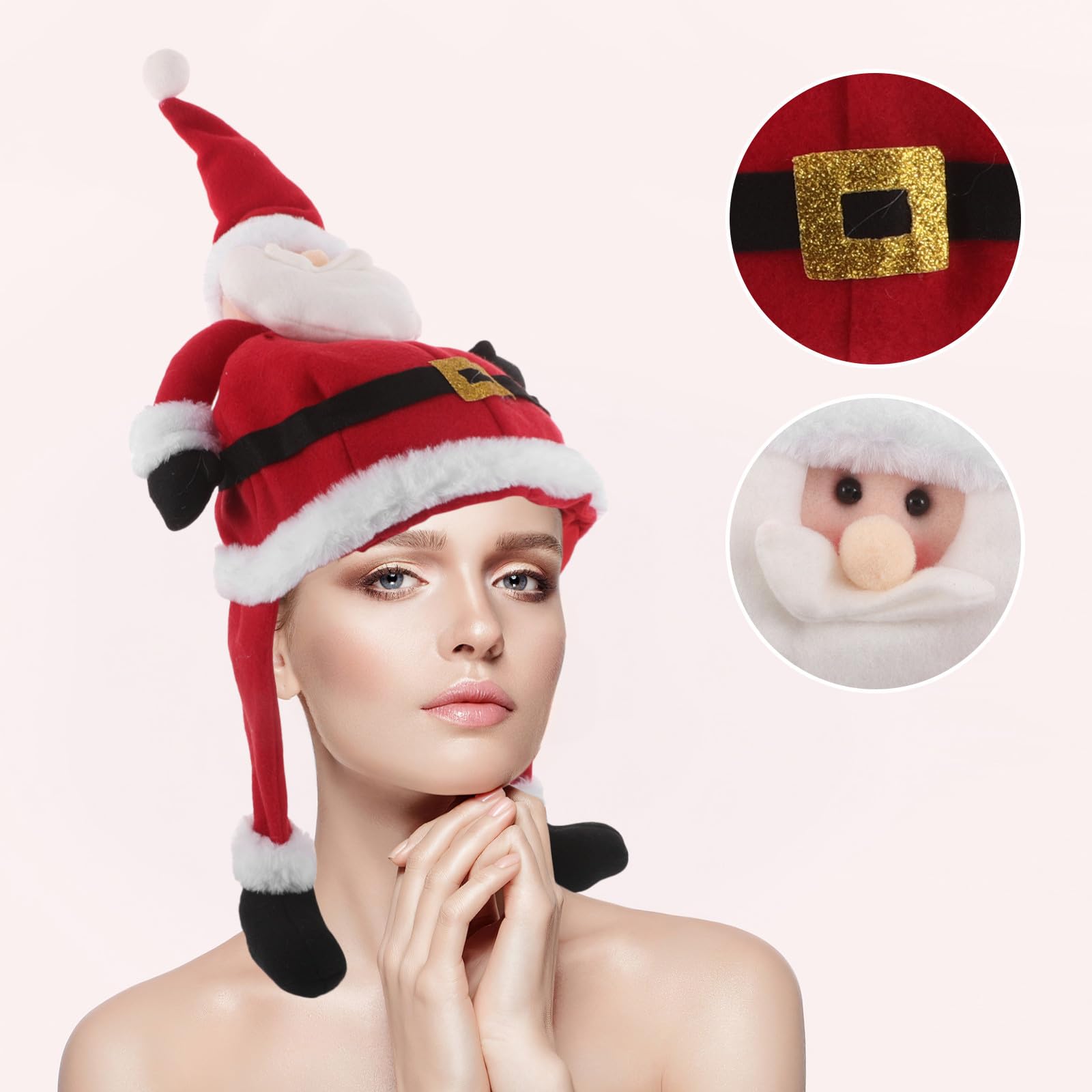 NUOBESTY 2 Stück Weihnachtsmannkostümmütze mit Baumelnden Beinen aus