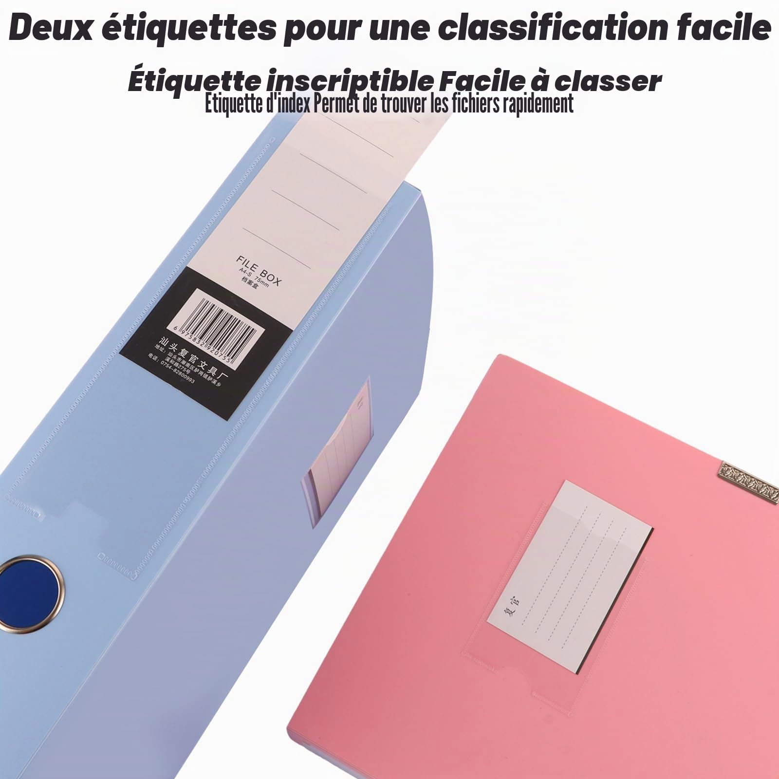 CYEER Lot de 10 boîtes de classement en plastique coloré A4 Tranche de 75 mm pour documents A4