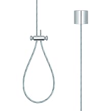 Ceiling Support for Shower Curtain Rails   Adjustable 1.50 m Suspension in Brass & Stainless Steel   Cuttable, Polished Chrome   Screws & Plugs Included