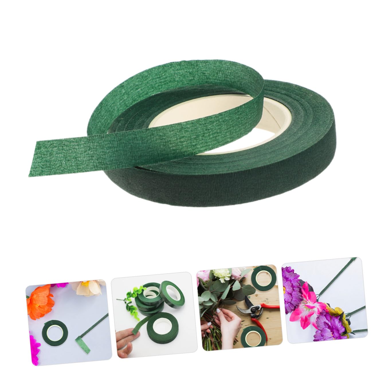 DOITOOL 12 Rolls Floral Tape Stem Wrapping Tape Deep Green for Bouquet Supplies Florist DIY Flower Arrangement Craft Stem Wraps