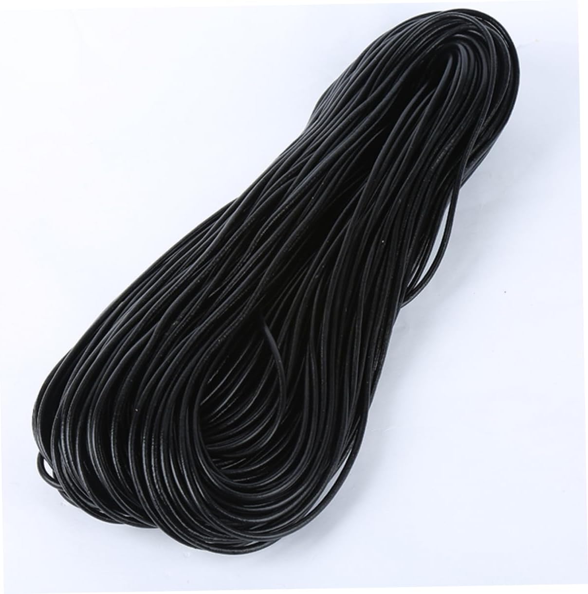 HOMSFOU 1.5mm Genuine Round Leather Cord 10 Yards Black Jewelry Making Supplies for Bracelets and Necklaces for DIY Beading and Craft Projects