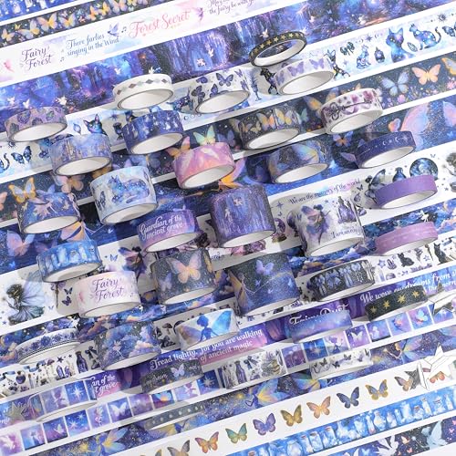 Image of PAGEMORE 35 Rolls Washi Tape Set, Purple Dreamly Butterfly Decorative Tape, Scrapbook Supplies for Junk Journal, Scrapbooking Supplies Decor, DIY Craft Projects Materials for Girls and Women