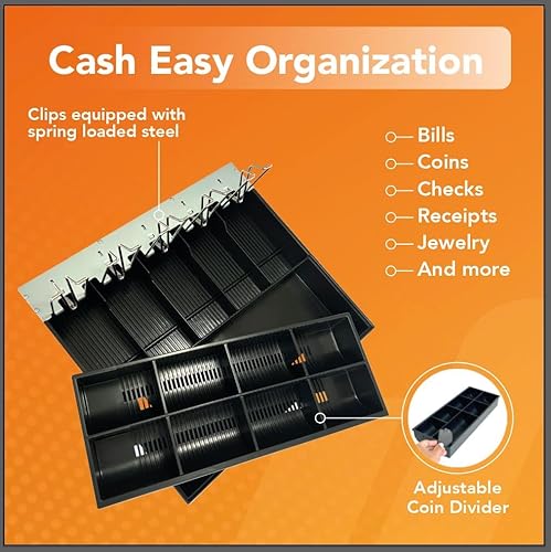 Miniatura 5 de SOLUX Bandeja de cajón de efectivo, inserto de caja registradora, inserto de cajón de efectivo, bandeja de repuesto de 5 billetes8 monedas,