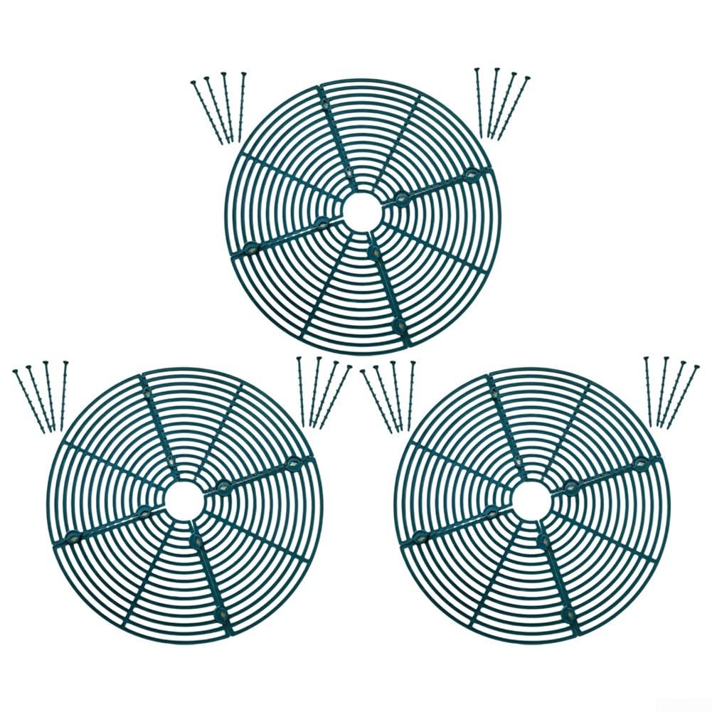 VEYFIY Plant Pot Cover Grid Set Of 3 Made From ABS Plastic With Center Cutout For Pet Deterrence And Soil Protection In Home Gardens(Green-s)