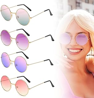 4 Paar Hippie Sonnenbrille Rund Party Brillen Retro Party Sonnenbrille Party Brille Lustige Partybrillen Hippie Sonnenbrille Rund Für Geburtstagsfeier Fasching Karneval Halloween