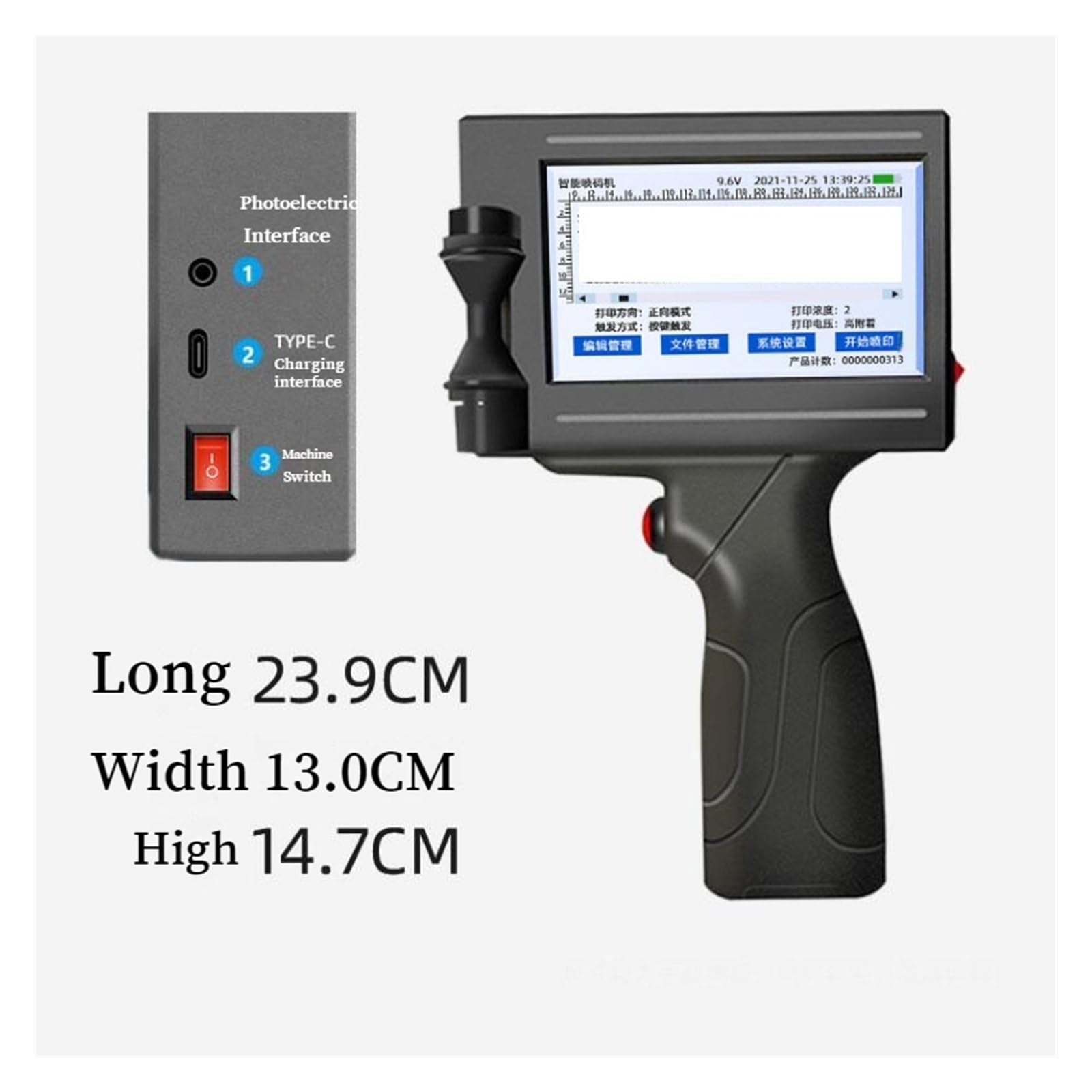 Intelligenter Handheld-Tintenstrahldrucker, kleine automatische Codiermaschine, Fließband, Etiketten, Verpackungsbeutel, QR-Code, Barcode, Logo-Drucker(Without Ink Cartridge)