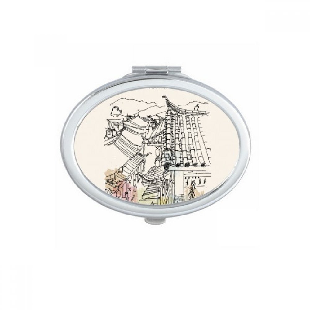 Miroir de maquillage compact illustré style Dali artisanat fait main chic