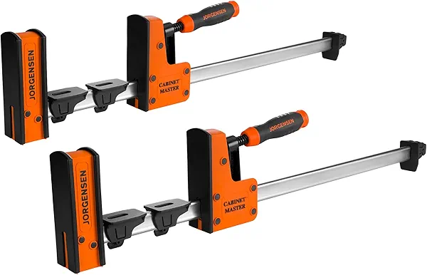 JORGENSEN 24-Inch Parallel Bar Clamp, Heavy-Duty Cabinet Master Clamp for Woodworking Glue-Up, 2200 lbs Force, Quick Release, Spreader Function, 2-Pack