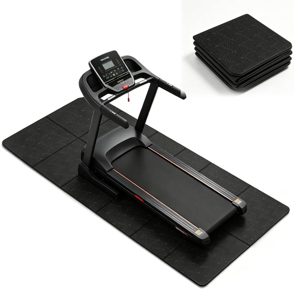 Tappetino di protezione pieghevole per il fitness, 183 cm x 61 cm x 6 mm di spessore, in PVC, ad alta densità, per il fitness, per il tapis roulant, palestra, cyclette, allenamento a rulli