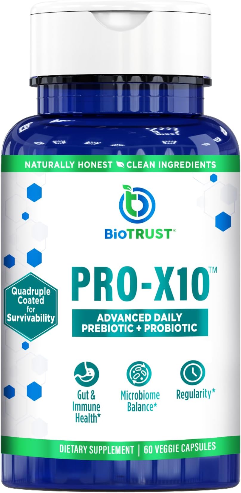- BioTrust Pro-X10 2.0 Probiotic Supplement - Probiotics for Digestive Health with Prebiotics - Immune System Support and GI Health - Free from Gluten, Soy and Dairy, Non GMO - 60 Capsules