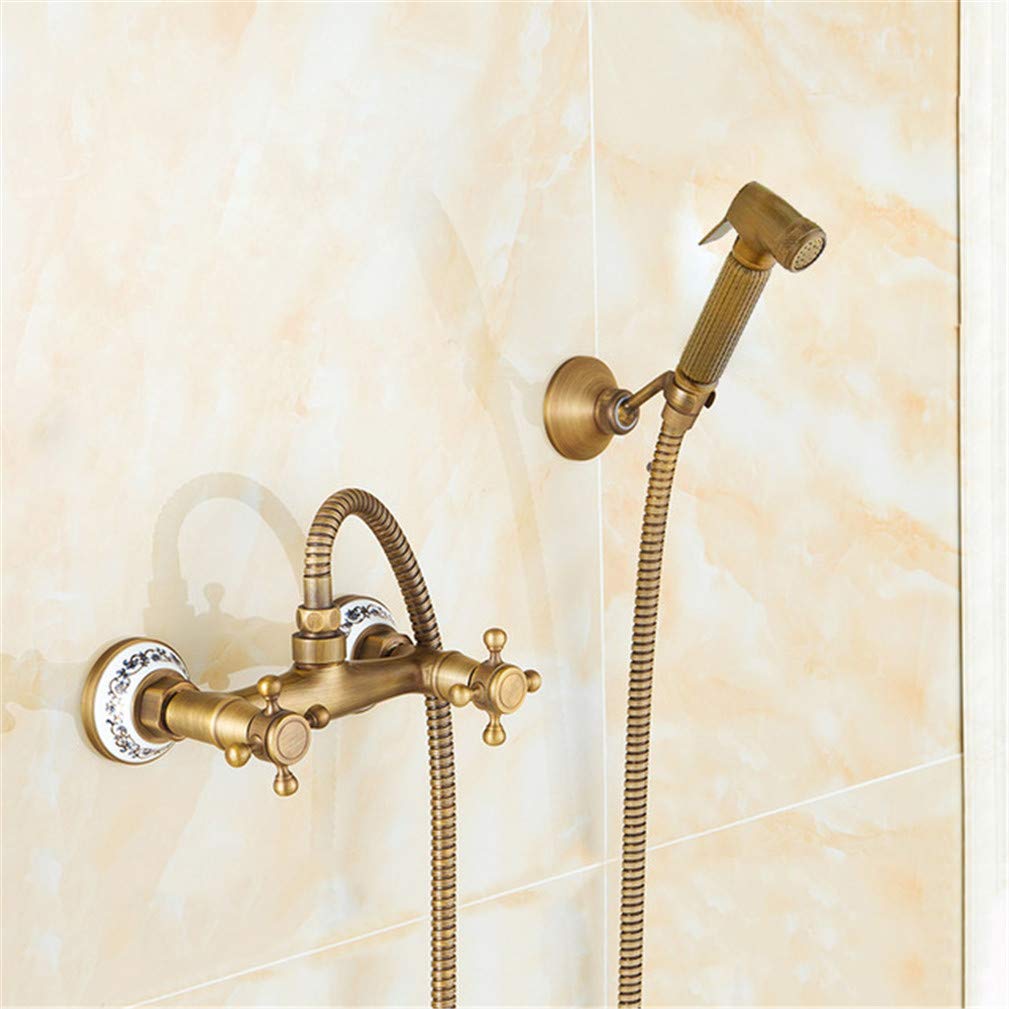Bidet Faucets Antique Brass Bathroom Shower Blow-Fed Spray Gun Nozzle Toilet Hot and Cold Water Taps Bathtub Faucet Muslim Shattaf,Bidet B
