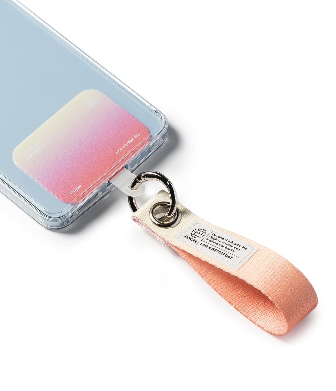 Ringke Unisex Aloha Sunset Holder Link Eyelet Keyring, Durable Anti Drop Phone Finger Strap With Patch And Carabiner For Iphone, Galaxy, Pixel Phone Case, Airpods, Buds, Etc.